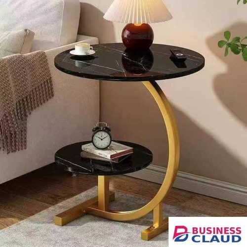C-shaped black and gold accent side table-EASY TO ASSEMBLE