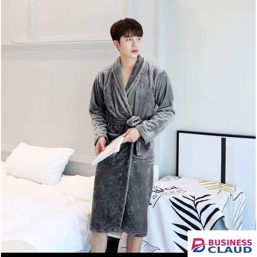 Unisex grey plush robe-LARGE SIZE