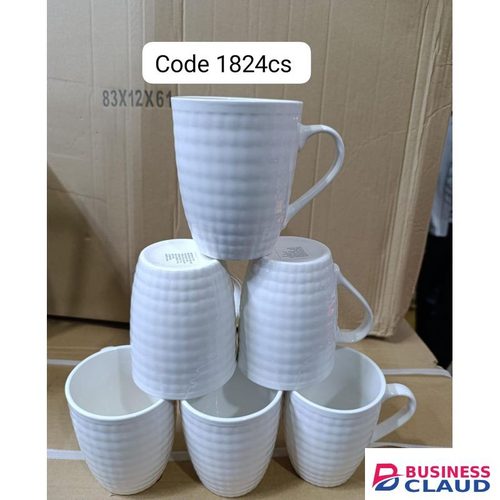 Ceramic Classic White Cups. Set Of 6 Pieces