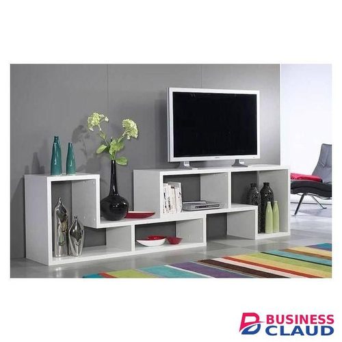 White Movable Open TV Stand/ Television Stand, 2pc