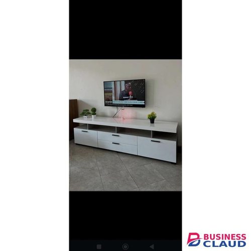 Modern tv stand /entertainment unit,white and wood finish-6 by 1.5 by 1.5 feet