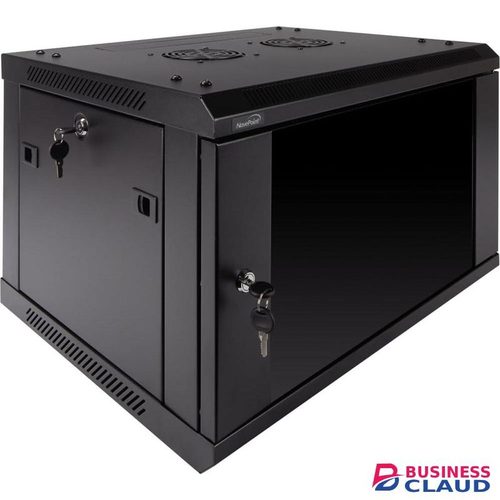 New 6U Server Rack Enclosure - 17.7 Inches Deep, 6U Wall Mount Network Cabinet with Locking Glass Door for 19” IT Equipment, 6U Network Rack with 2 Fans, Removable Side Panels