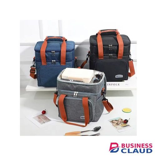 Men's Double/Women's Compartment Lunch Bag, Insulated Lunch Cooler-Black