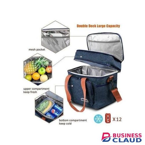 Double Compartment Thermal Insulated Lunch Box Food Bag Picnic Storage Bag