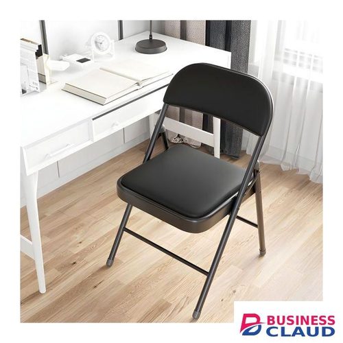 Furniture Black Leather Padded Foldable Dining Chair – Indoor & Outdoor Use