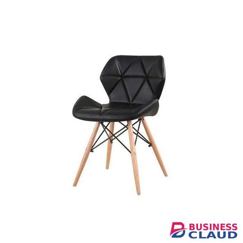 Eames Dining Chair with Padded Leather – Ergonomic Outdoor/Indoor Chair – UV Protected, Stylish & Durable Black