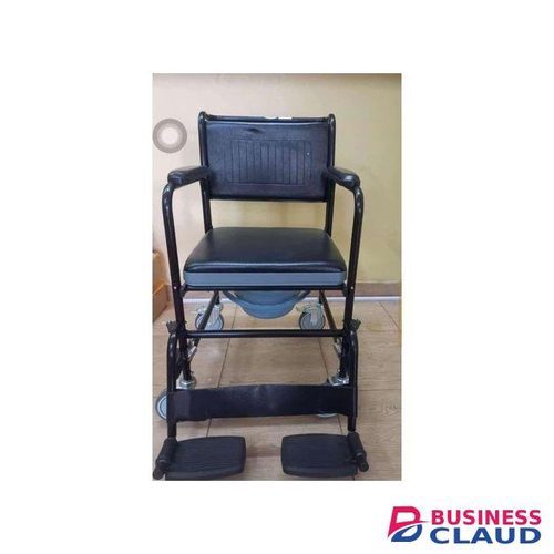 Commode chair with padded seat with castors