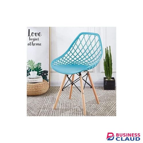 Modern Style Plastic DSW Shell Dining Chair with Lattice Back and Wooden Dowel Eiffel Legs