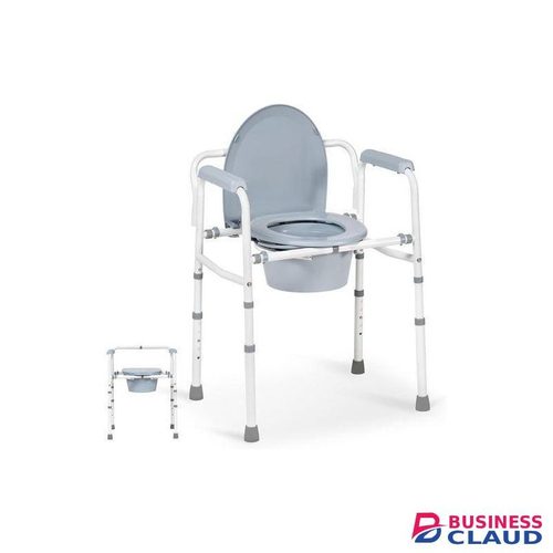 Bedside Commode Chair with Bucket for Seniors, Portable Extra Wide Commode Seat for Toilet, Folding Steel Chair with 5 Adjustable Heights, 350 Pound Support Capacity