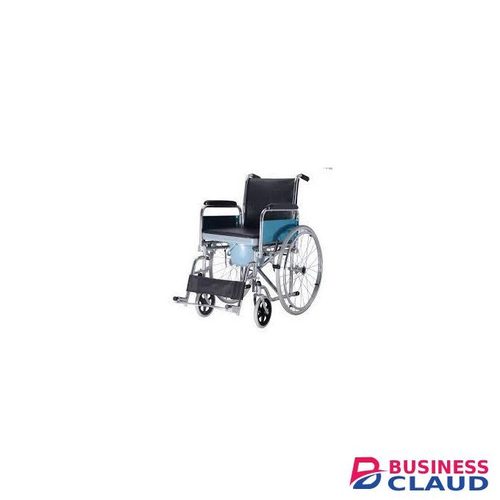 SunPower FIXED ARMREST/FOOTREST, CHROME FINISHED 8" FRONT CASTOR & 24" REAR SPOKE WHEEL, COMMODE WHEELCHAIR