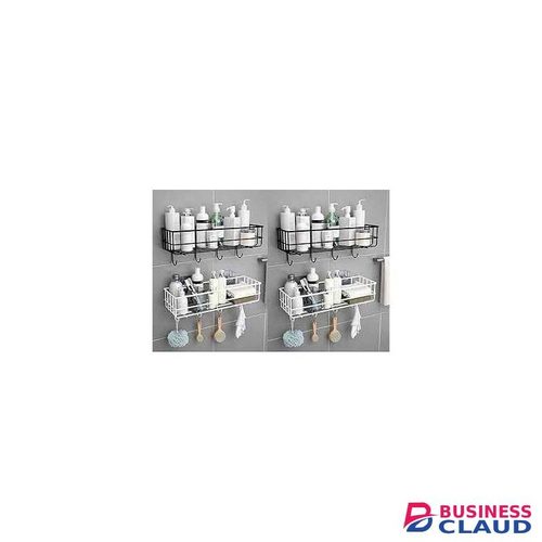 Punch free Bathroom Shelf storage rack /Organizer with Hooks & stickers