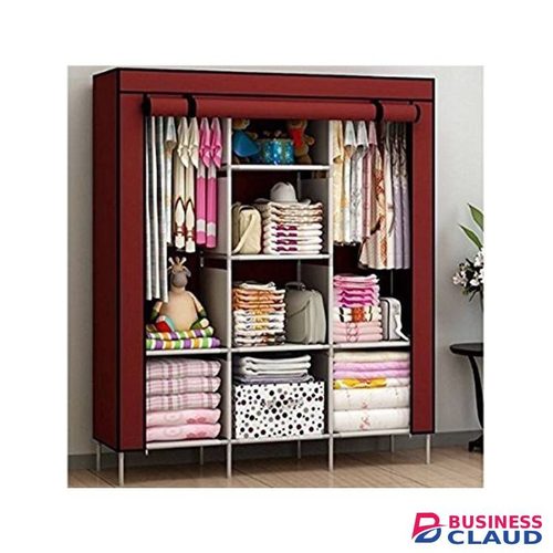 HOMMY Maroon Portable Wardrobe 3 Column - Maroon