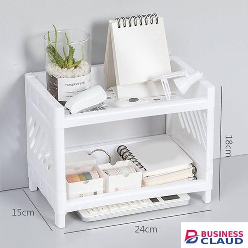 *24x15x18cm Plastic Detachable 2 layer desktop organizer tray