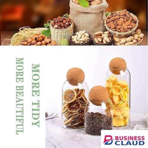 Glass Jars 6 Pcs In A Set Eco-Friendly Airtight Glass Storage Jars 6-Pack With Cork Lids (2*500ml, 2*800ml, 2*1200ml) &ndash; Kitchen & Pantry Organization
