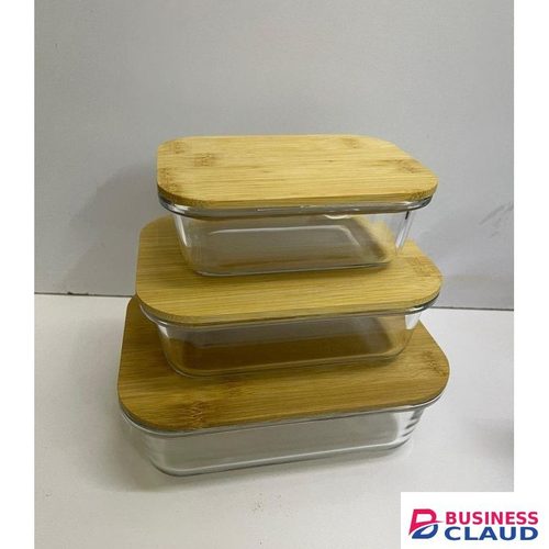 3in1 Glass Snack Storage Box Set with Bamboo Wooden Lids – Airtight Kitchen Canisters for Dry Food, Snacks, and Spices