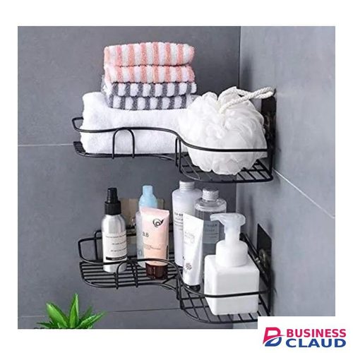 Triangular Punch free corner Bathroom Shelf storage rack /Organizer with stickers