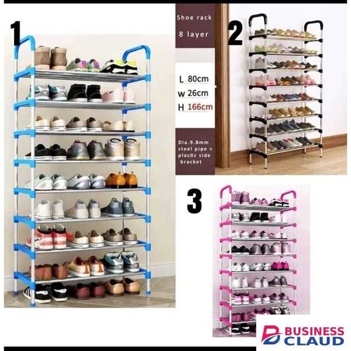 8-Tier Adjustable Shoe Rack – Steel Frame Organizer (80×26×166cm)