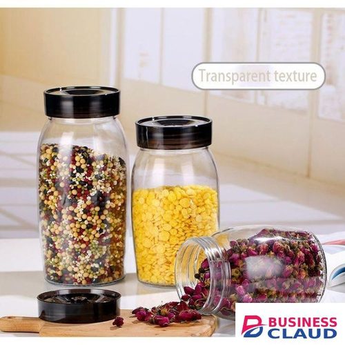 Glass jars set of 3 with airtight plastic lids(1.8ltrs each)