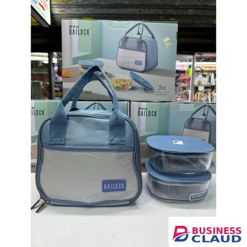 3PCS /Set Insulated Lunch Bag & 2pcs Glass Microwave safe lunch / snack Box