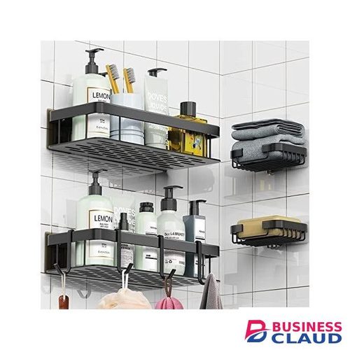 4pcs Shower Caddy Shelf Bathroom Organizer Set Rustproof with Strong Adhesive Increased Load Capacity for Smooth Tile and Marble Walls Space Saving Storage Solution