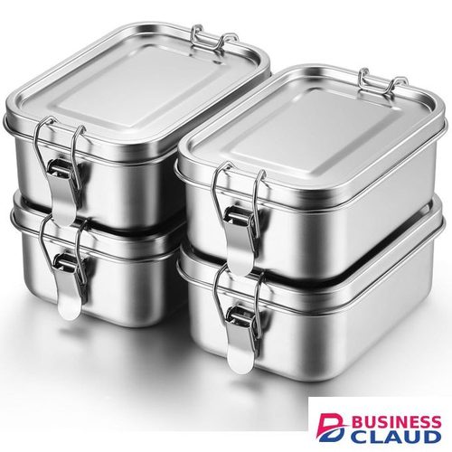 4 Pcs Stainless Steel Food Containers Metal Bento Lunch Box Stainless Steel Food Storage Containers, Lockable Clips to Leak Proof, Reusable Dishwasher Snack Boxes for Work