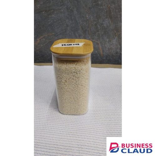 Square Bamboo Lid 5 Glass Jars Set 2000ML,1600ML,1100ML,500ML,250ML