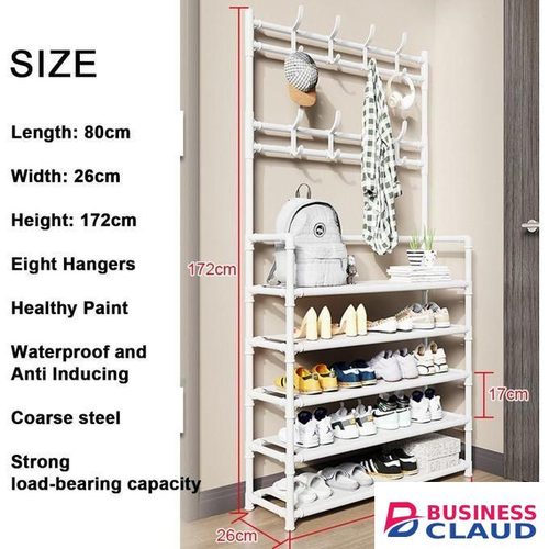 White 5-Tier Multifunctional Shoe, Hat And Cloth Hanger Rack