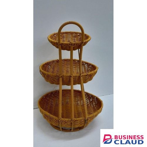 *3 tier Handmade unique rattan fruit rack