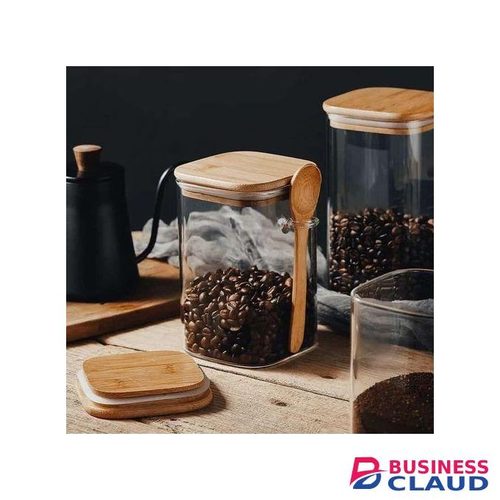 2 In 1 Airtight Glass Cereal Container Jar With Bamboo Lid