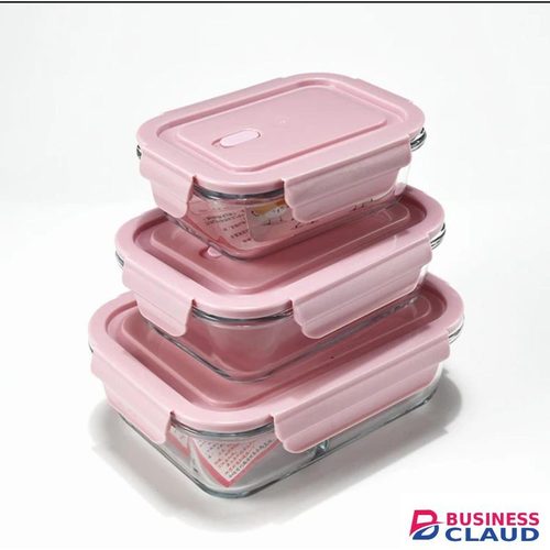Premium 3PCS Borosilicate Glass Lunch Box Set – 500ml / 750ml / 1040ml