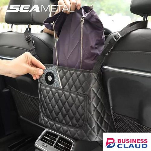 HIGH QUALITY PU LEATHER CAR IN-BETWEEN SEAT ORGANIZER – WATERPROOF STORAGE BAG – BLACK