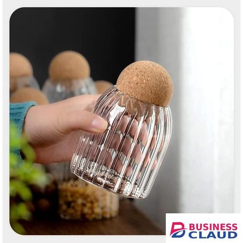 3Pcs Transparent Airtight Jar with Ball Cork for cereal/spices