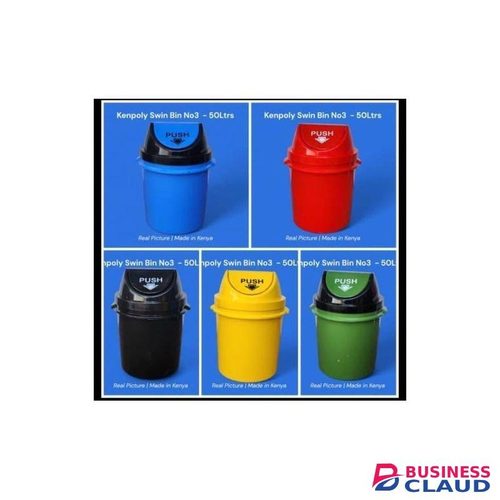 Kenpoly 1pc 50Ltrs Dust Bin with Swing Lid. sturdy and spacious waste disposal solution designed for both residential and commercial use. The swing lid ensures hygienic waste management by keeping odors contained while allowing easy, hands-free disposal
