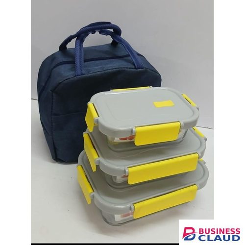 3pcs Glass Food Storage,Snack Box,Meal Prep Containers with Lunch bag - 500ml,750ml,1040ml