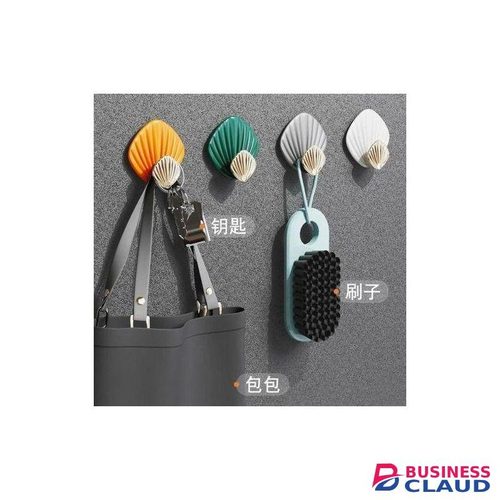 Original Technology High Quality 4pcs Shell Shape Wall Hanging Hook Punch-Free Strong Adhesive Hook Creative Bathroom Kitchen Wall-Mounted Seamless Sticky Hook
