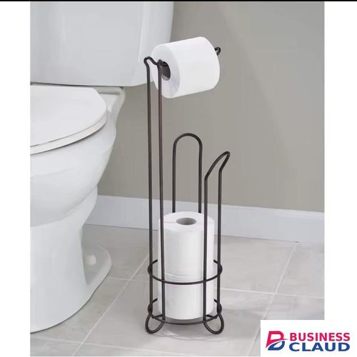 Stainless Steel Floor Standing Tissue Holder Tissue Stand for Bathroom, Vertical Paper Roll Organizer Rack, Durable Toilet Paper Storage, Modern Home Hardware Solution
