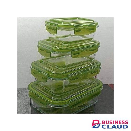 Signature 4 Pcs Glass Containers with Air Tight Plastic Lids Glass Food Storage Containers Borosilicate Lunch Box Casserole
