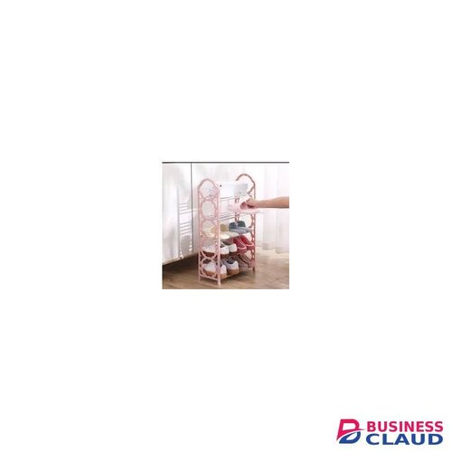 Peach 5 Layers Portable Simple Plastic Shoe Rack