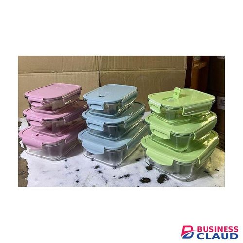 Partitioned Glass Snack Box with Lunch Bag -700ml,1040ml,1040ml