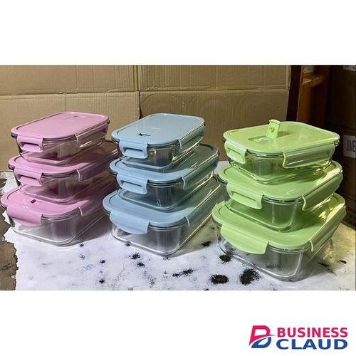Partitioned Glass Snack Box with Lunch Bag -410ml,700ml,1040ml