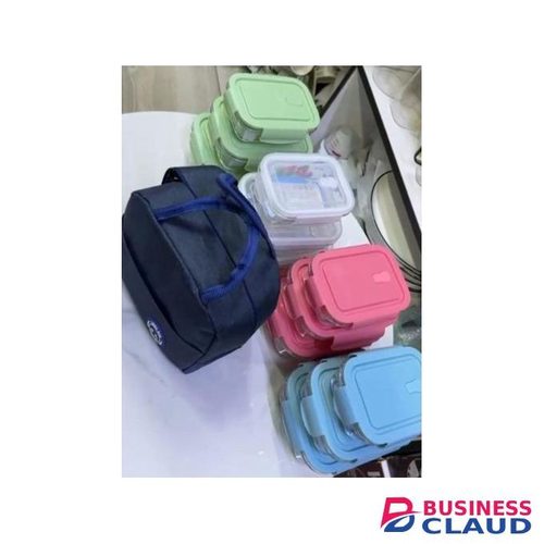 Partitioned Glass snack box with lunch-green Capacity:410ml,700ml,1040ml