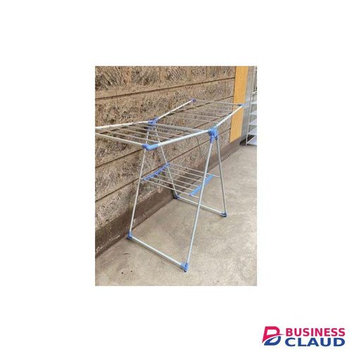 Blue Clothes Drying Stand - Stainless Steel Large Clothes Hanger Stand, Drying Rack with Adjustable Folding Wings, Clothes Rack for Drying Clothing, Towels & Linens, Indoor and Outdoor Cloth Drying Stand