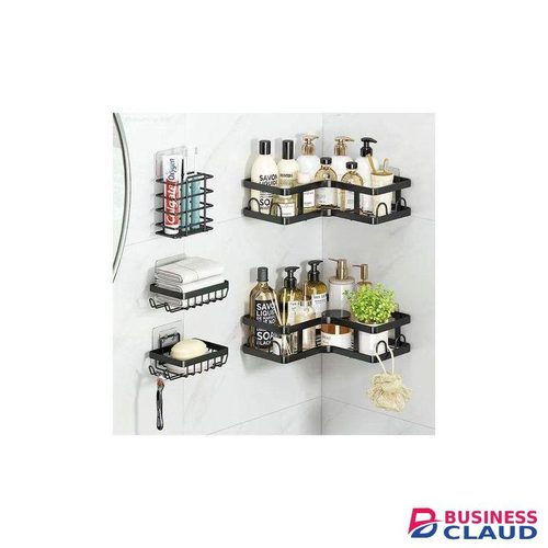 heavy mettalic 5pcs 5in1 set corner shower caddy set shower shelves
