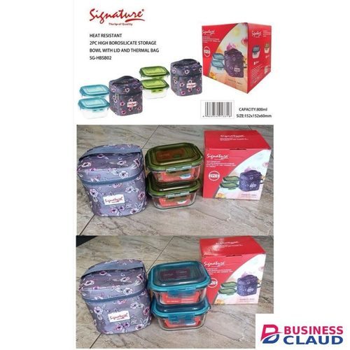 Signature Heat Resistant Glass Lunch Box With Thermal Bag(2pcs)