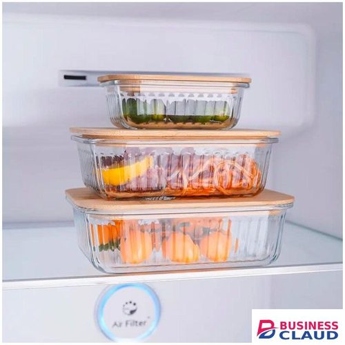 3pc Ribbed Glass Food Storage Containers