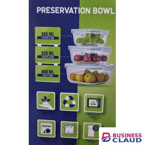 3-in-1 Glass Preservation Bowls with Airtight Silicone Lids