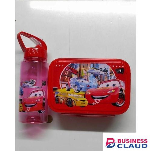 Kids cartoon themed partitioned Snack box with unbreakable water bottle