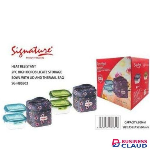Signature 2PCs Glass Lunch Box with Thermal Bag