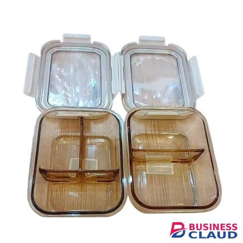 Fridge and Microwave Safe 2 Compartments Glass Dish with Cover