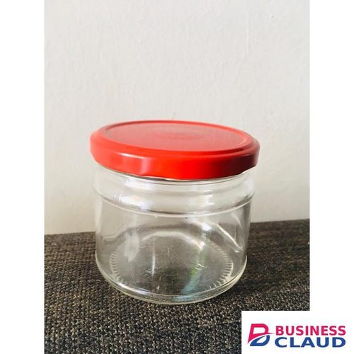 4 Glass Containers With Airtight Red Lids 330ml